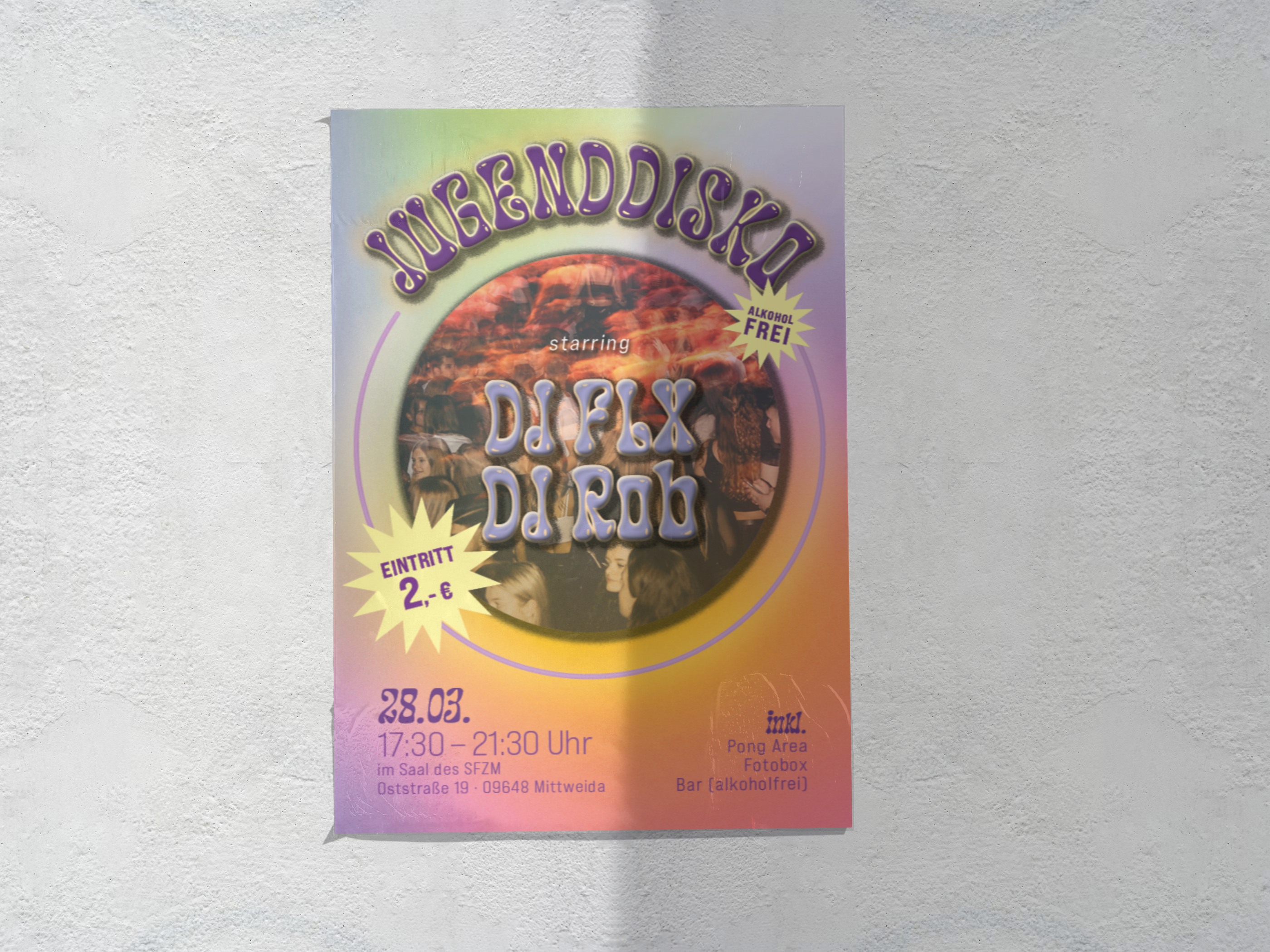 Plakat für die Jugenddisko des SFZM